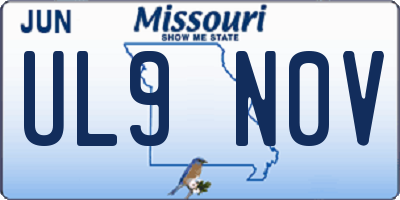 MO license plate UL9N0V