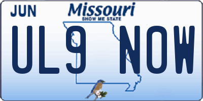 MO license plate UL9N0W