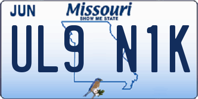 MO license plate UL9N1K