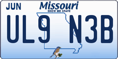 MO license plate UL9N3B