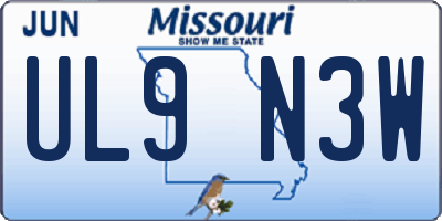 MO license plate UL9N3W