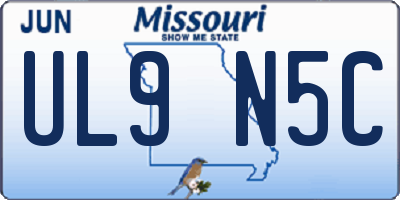 MO license plate UL9N5C