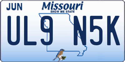 MO license plate UL9N5K