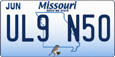 MO license plate UL9N5O