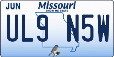 MO license plate UL9N5W