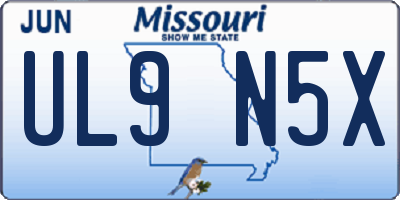 MO license plate UL9N5X