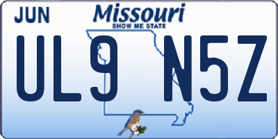 MO license plate UL9N5Z