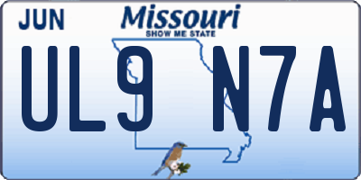 MO license plate UL9N7A