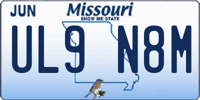 MO license plate UL9N8M