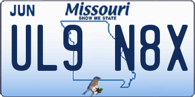MO license plate UL9N8X