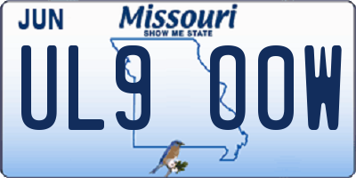 MO license plate UL9O0W