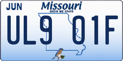 MO license plate UL9O1F