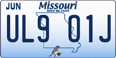 MO license plate UL9O1J