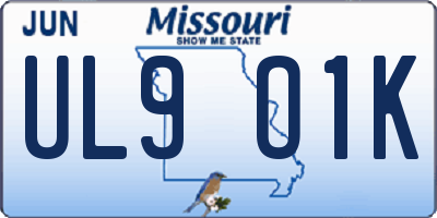 MO license plate UL9O1K