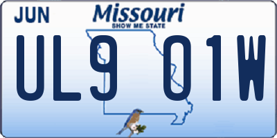 MO license plate UL9O1W