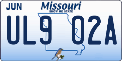 MO license plate UL9O2A