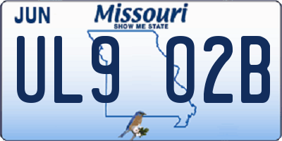 MO license plate UL9O2B
