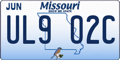 MO license plate UL9O2C