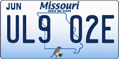 MO license plate UL9O2E