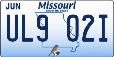 MO license plate UL9O2I