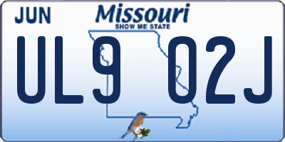 MO license plate UL9O2J