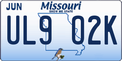 MO license plate UL9O2K