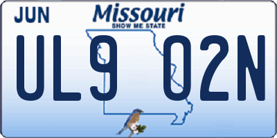 MO license plate UL9O2N