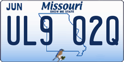 MO license plate UL9O2Q