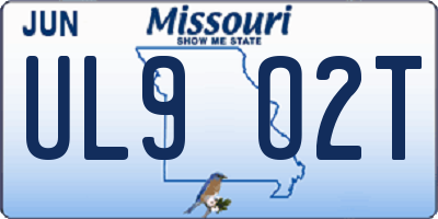 MO license plate UL9O2T