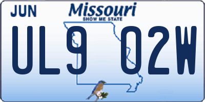 MO license plate UL9O2W