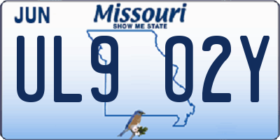 MO license plate UL9O2Y