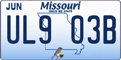 MO license plate UL9O3B