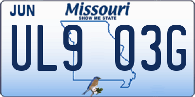 MO license plate UL9O3G