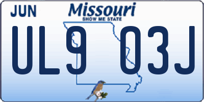 MO license plate UL9O3J