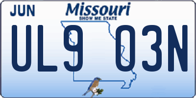MO license plate UL9O3N