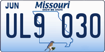 MO license plate UL9O3O