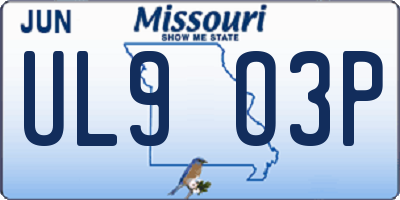 MO license plate UL9O3P