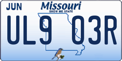 MO license plate UL9O3R