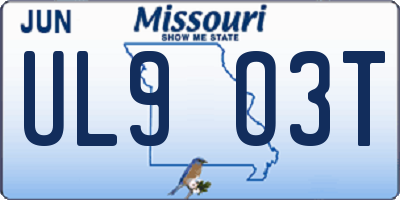 MO license plate UL9O3T