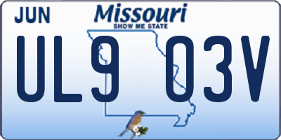MO license plate UL9O3V