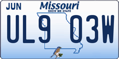 MO license plate UL9O3W