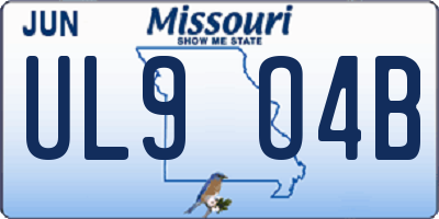 MO license plate UL9O4B