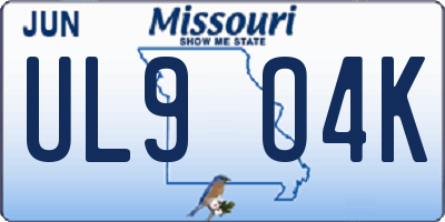 MO license plate UL9O4K