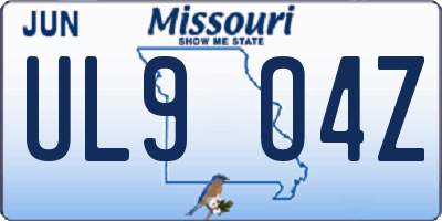 MO license plate UL9O4Z