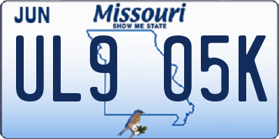 MO license plate UL9O5K
