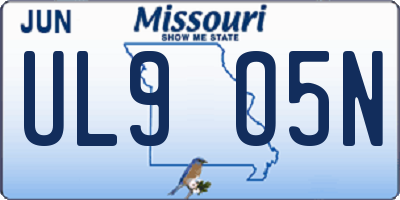 MO license plate UL9O5N