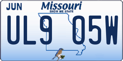 MO license plate UL9O5W