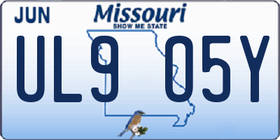 MO license plate UL9O5Y