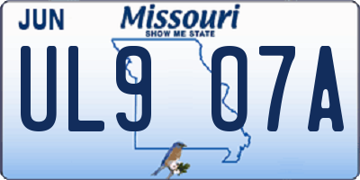 MO license plate UL9O7A