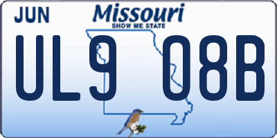 MO license plate UL9O8B